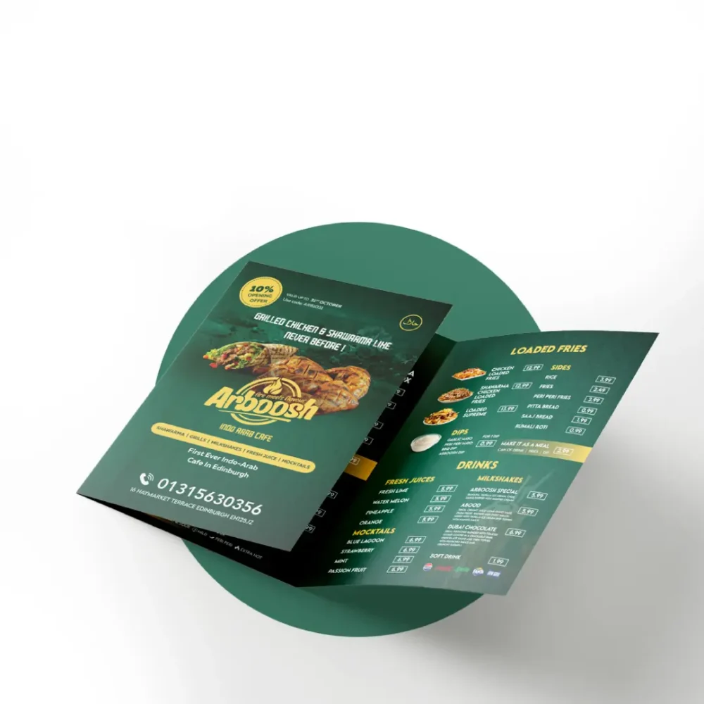 Arboosh Menu Card Design